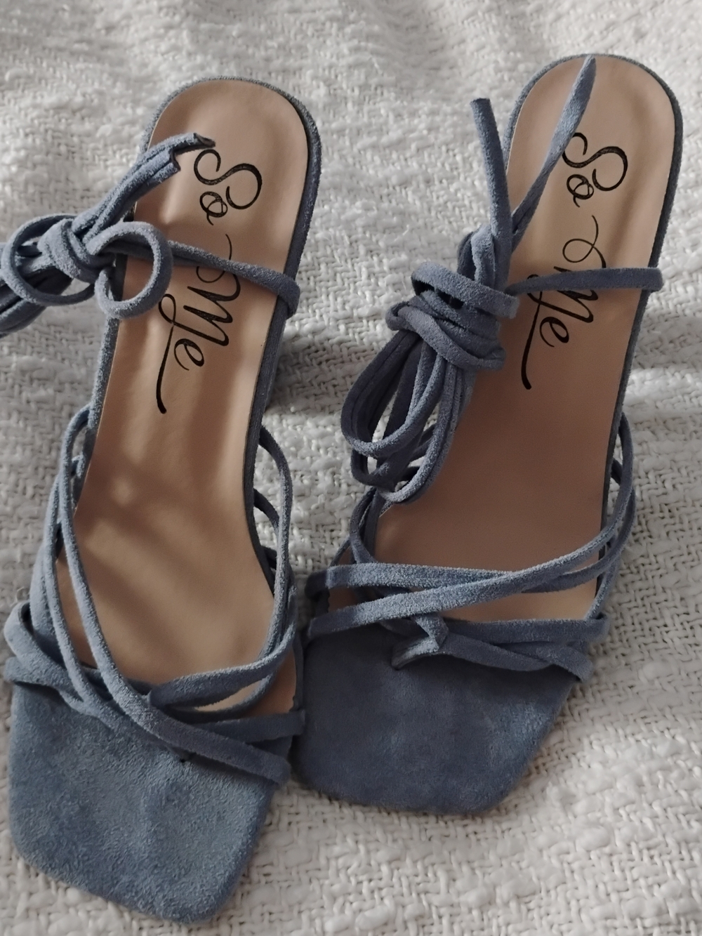 So Me Blue Suede Lace-Up Women’s Heels